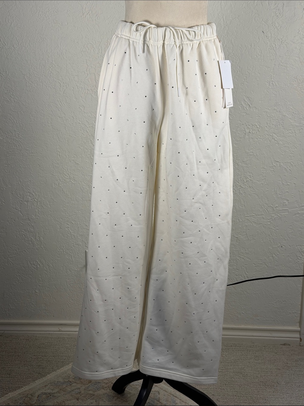 Good American Crystal Wide Leg Sweatpants NWT size Large